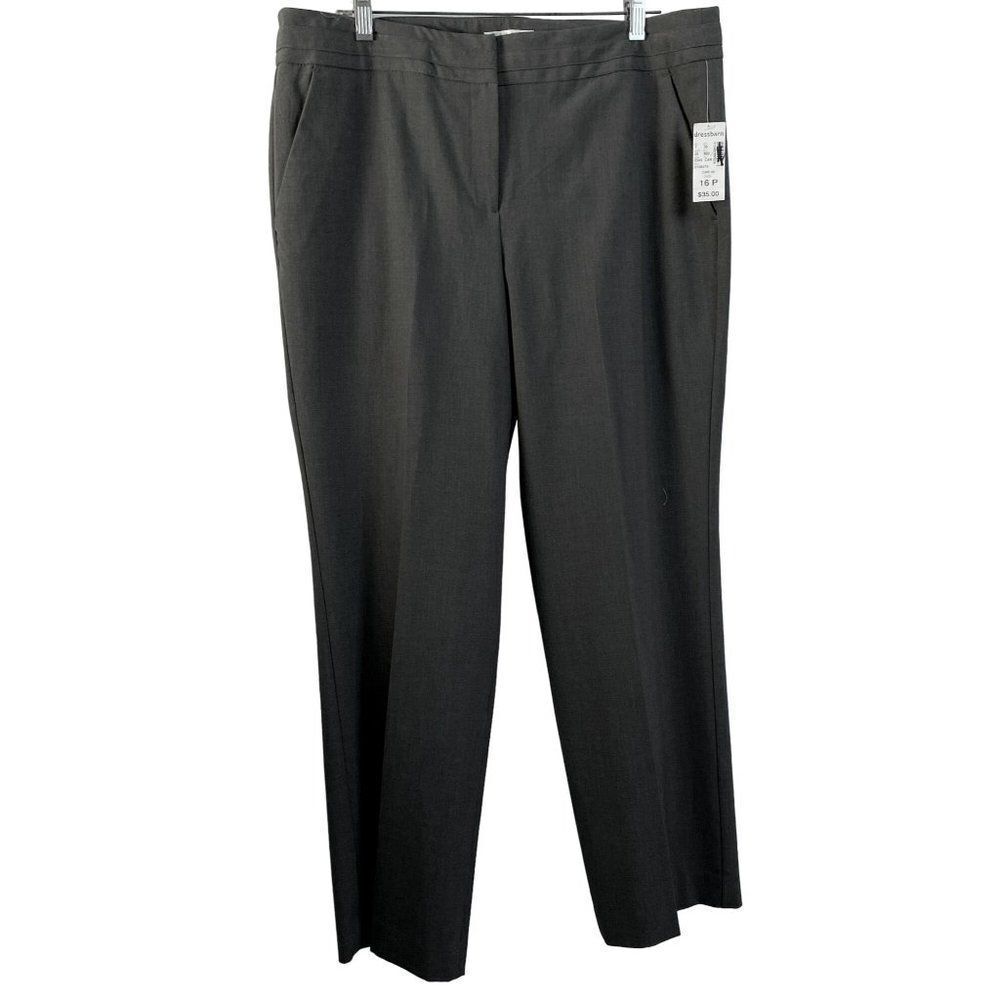 Dress Barn Trouser Leg Gray Dress Career Pants Sz Petite 16 Pockets Classic NEW